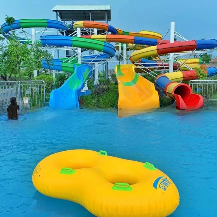 Fiberglass Blue Water Slide Combined for Amusement Park