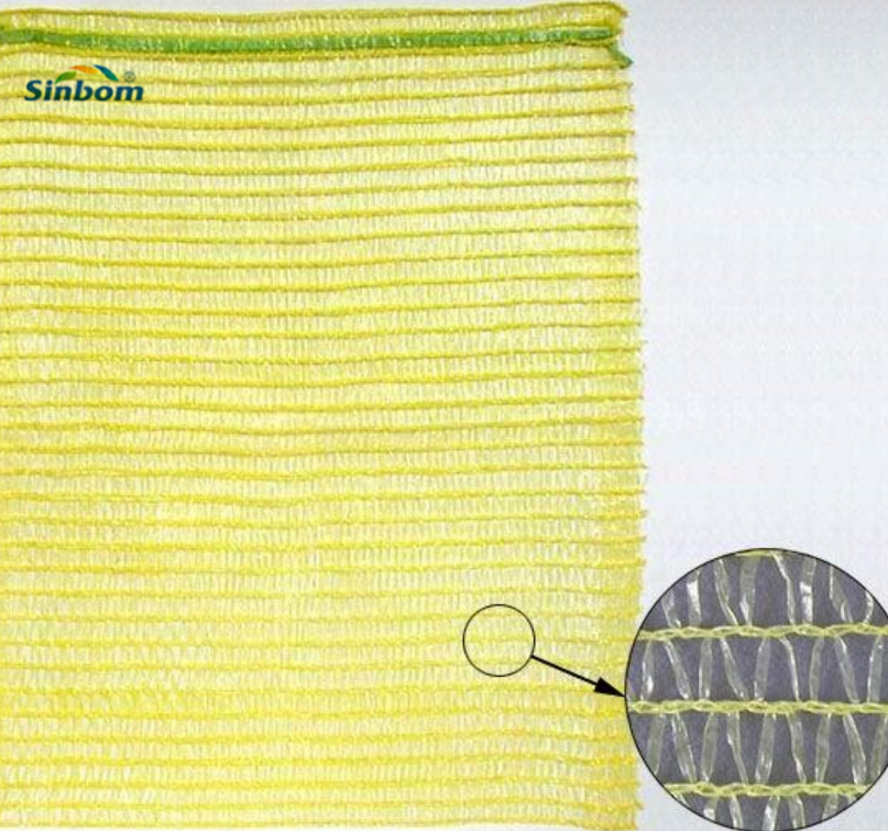 Drawstring Sealing Raschel Mesh Bag for HDPE Recycle Onions Packaging in Yellow