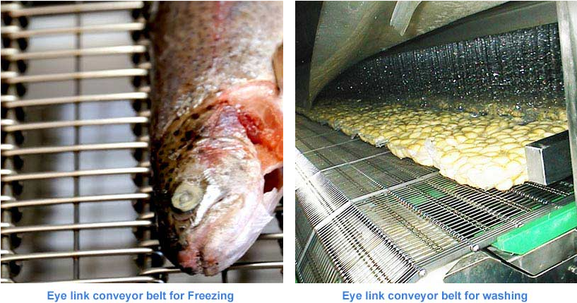 Eye Link Flex Wire Ring Metal Conveyor Belt For Frezzing Welding Technique