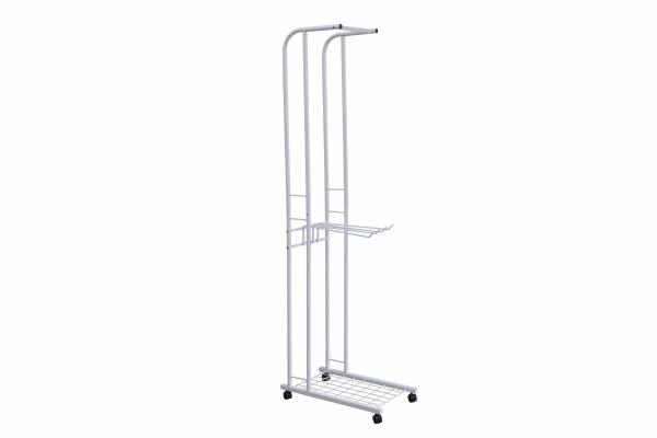 Movable Metal Coat Hanger Stand 4 Turnable Hanging Pole Bottom Storage Shoes
