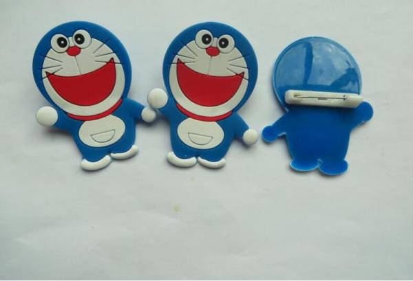2D/3D Cute Doraemon Shape Rubber PVC Label Pins Badges With Safety Clip For