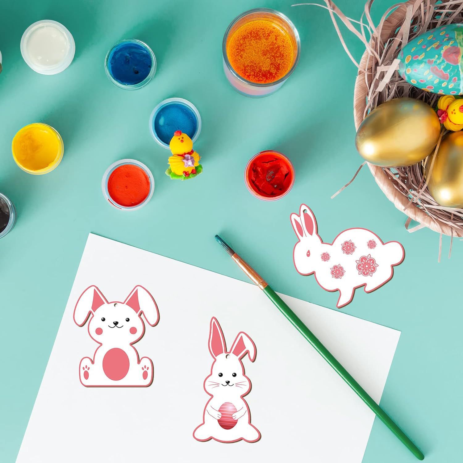 Easter Unfinished Wood Bunny Cutouts, Hanging Rabbit Cutouts Rabbit Shape Craft Tags Wooden Pendant Ornaments