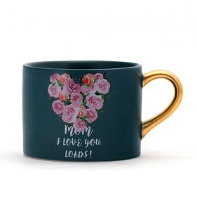China Lovely Mothers Day Crockery Elegant Design Mom Gift Ceramic Mug Coffee With Gold Handle on sale