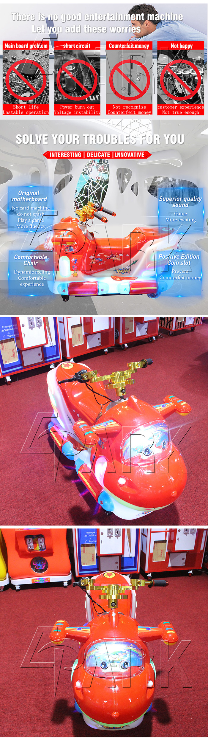 Remote Control Coin Op Kiddie Rides Motorbike / 50W Coin Operated Motorcycle