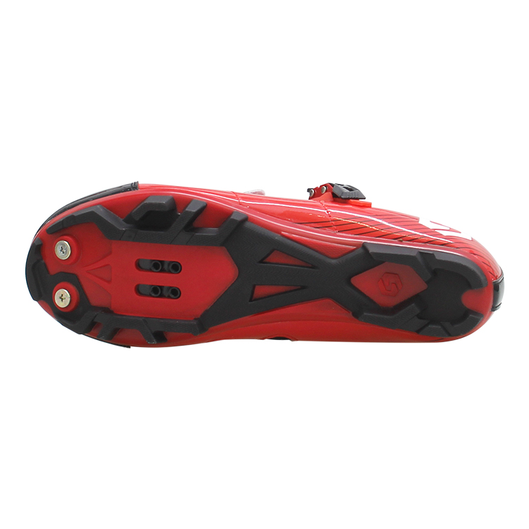 Red Mountain Bike Shoes , Reinforced Toe Cup Design Mtb Bicycle Sneakerrs