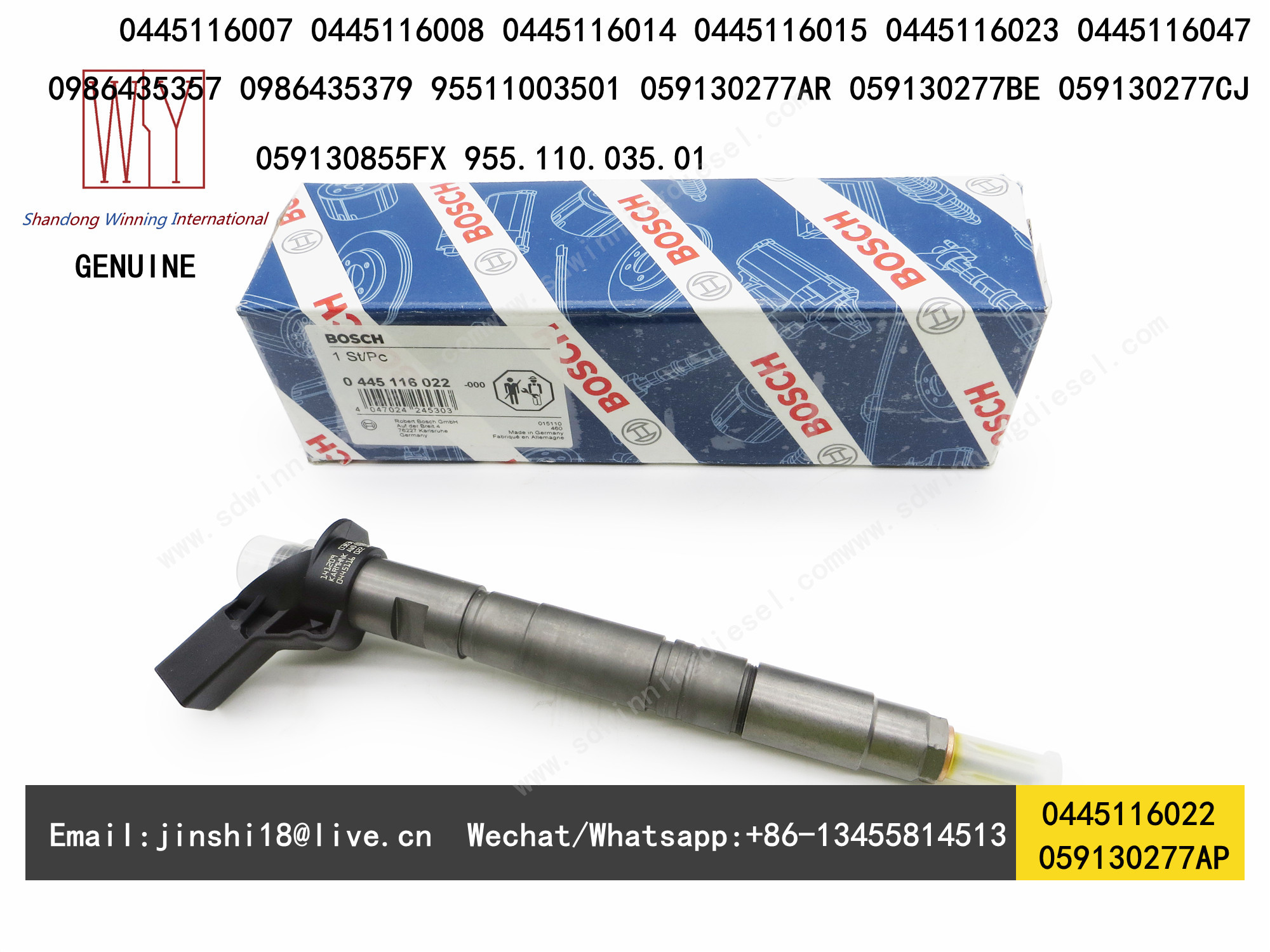 BOSCH GENUINE AND NEW PIEZO FUEL INJECTOR 0445116022, 0445116023, 059130277AP, 059130855FX, 0445116007, 0445116008
