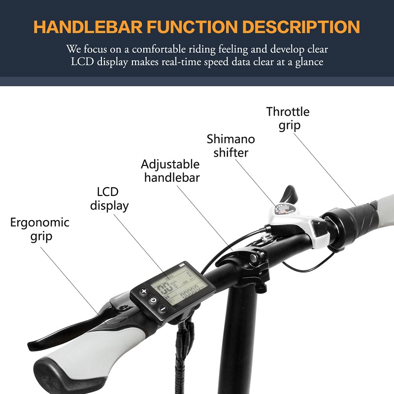 20 Inch Electric Fat Bike , Electric Powered Bicycles Adjustable Handlebar