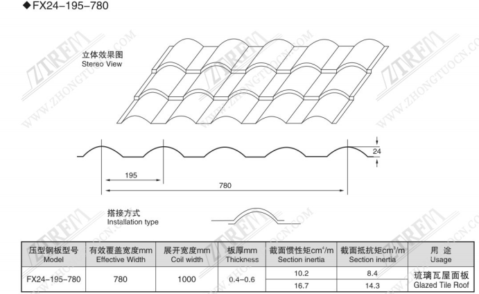 Drawing profile of the step tile