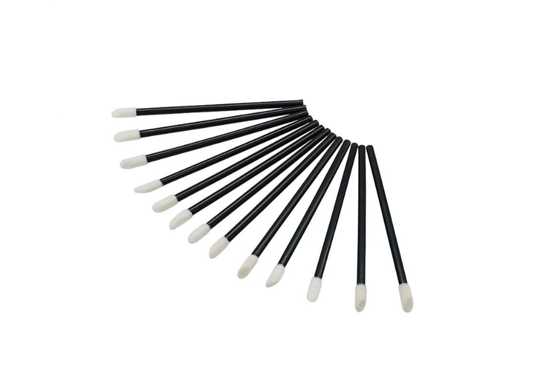 Nylon Synthetics Fiber Makeup Disposable Lip Brush 50pcs Black Color