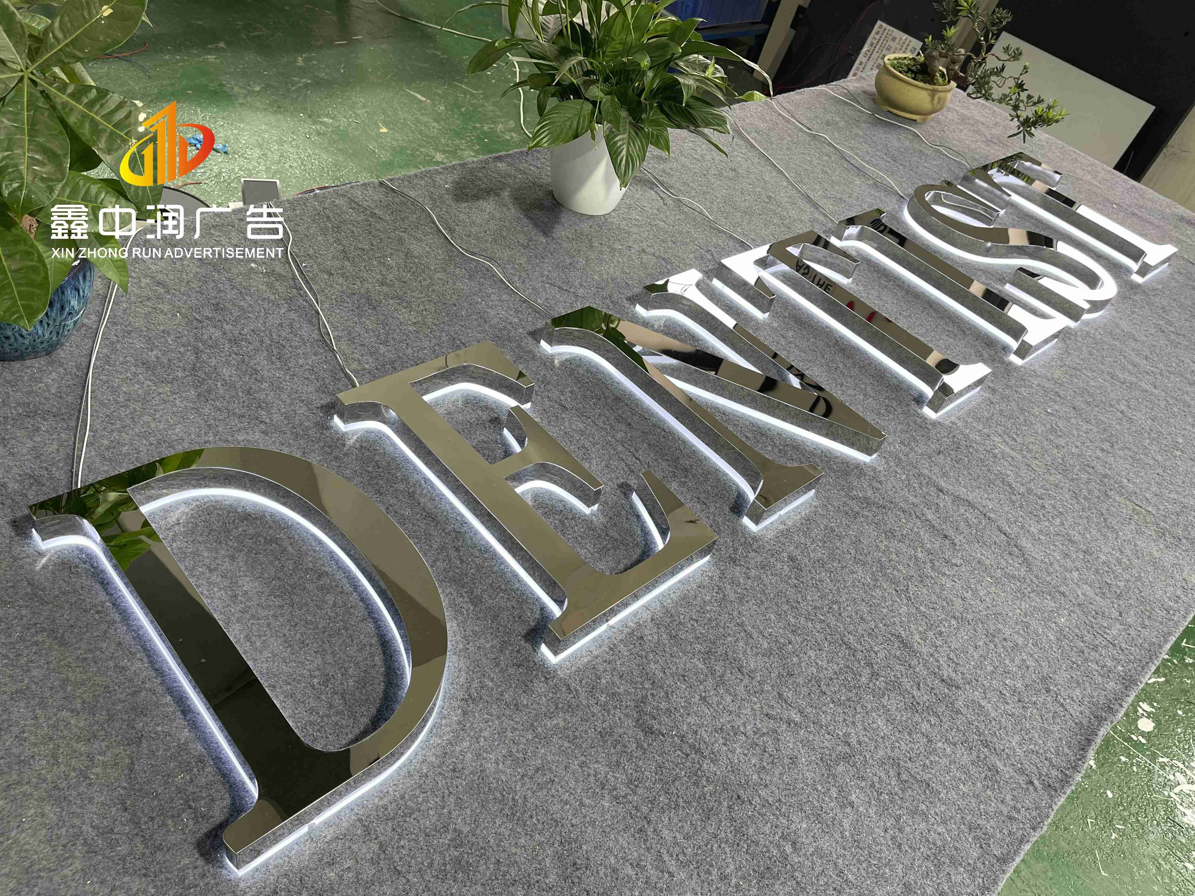 Factory supplier custom silver mirror 3D backlit Led lettering signs