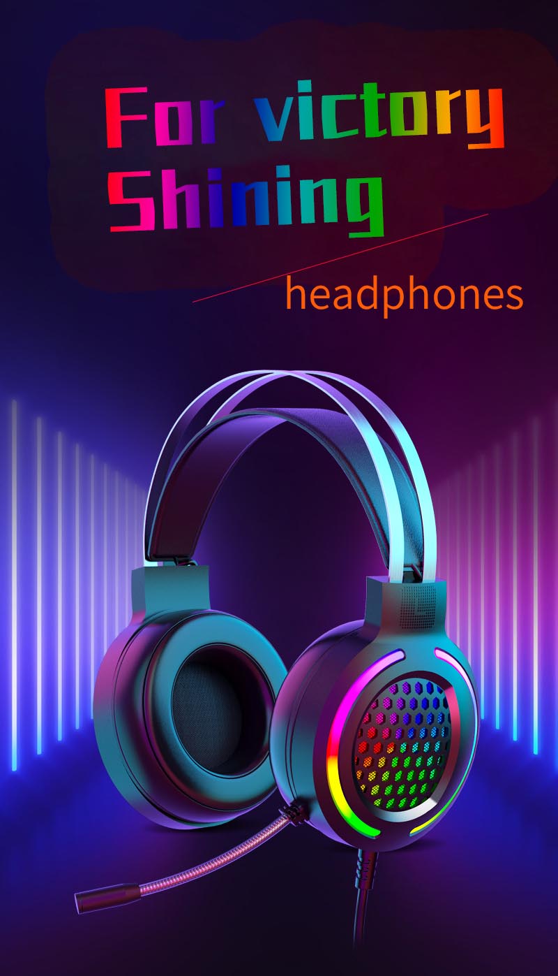 Headphone with Built-in Cable USB Wired HIFI 7.1 Speaker Microphone Gaming RGB Headset