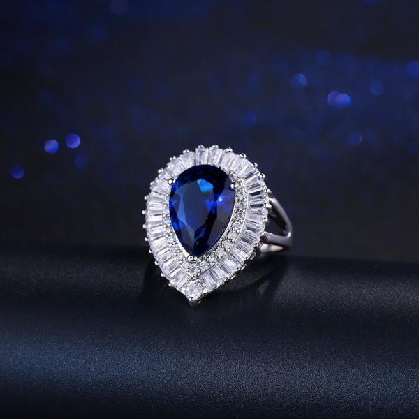 925 Sterling Silver Female Ring Waterdrop AAAA Cubic Zirconia Ring High-end