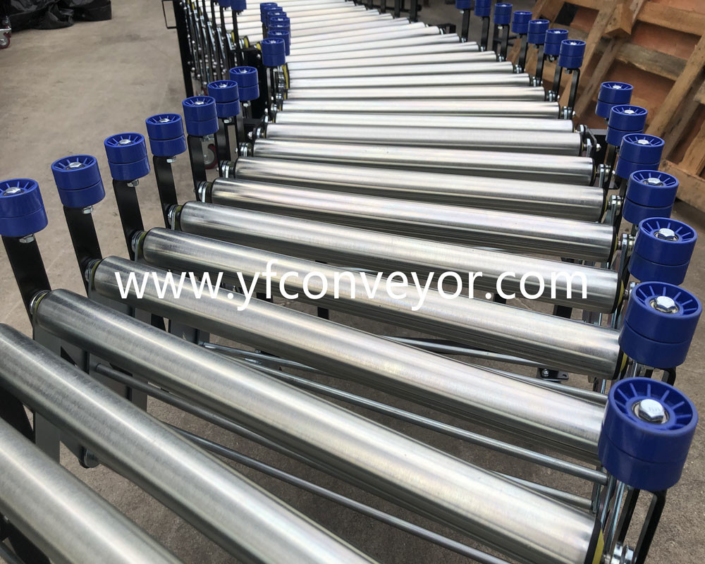 Flexible Powered Roller Conveyor with side guardrail