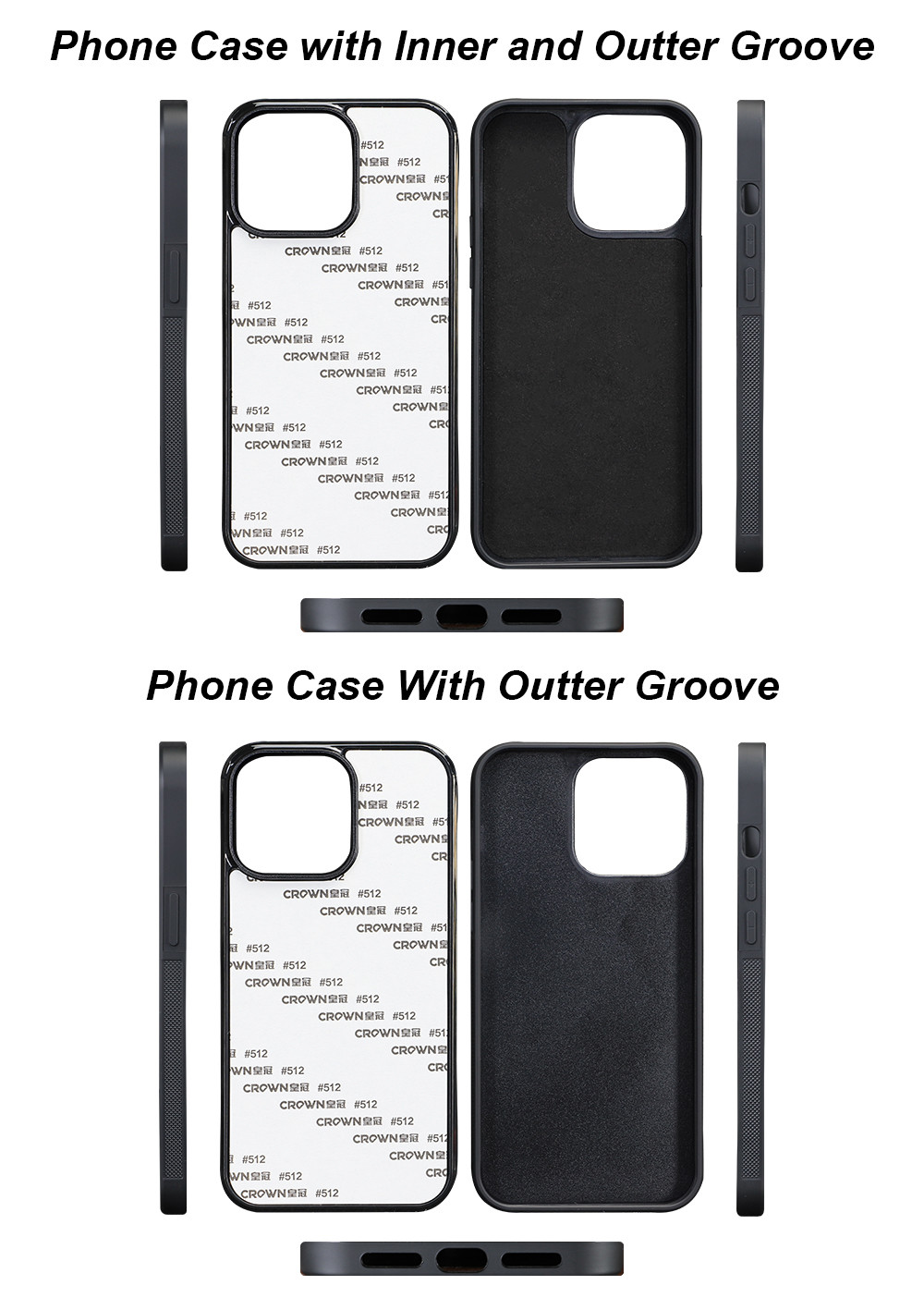 Back 1mm Depth Groove Phone Case With Inlay Leather Wooden Pc Acrylic Plate Material
