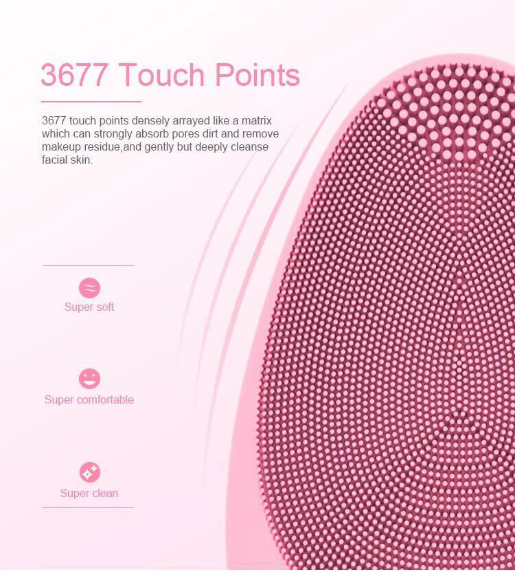 60HZ Electric Silicone Face Scrubber IPX7 Waterpoof Silicone Exfoliating Brush