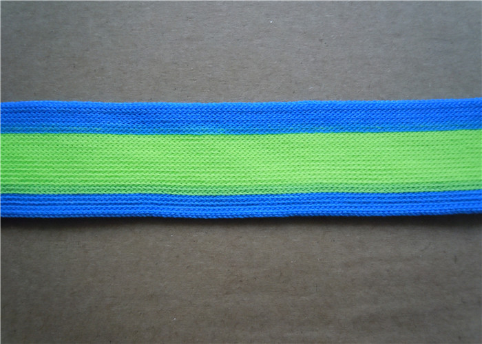 Blue Plain Woven Jacquard Ribbon Elastic , Decorative Trim Ribbon