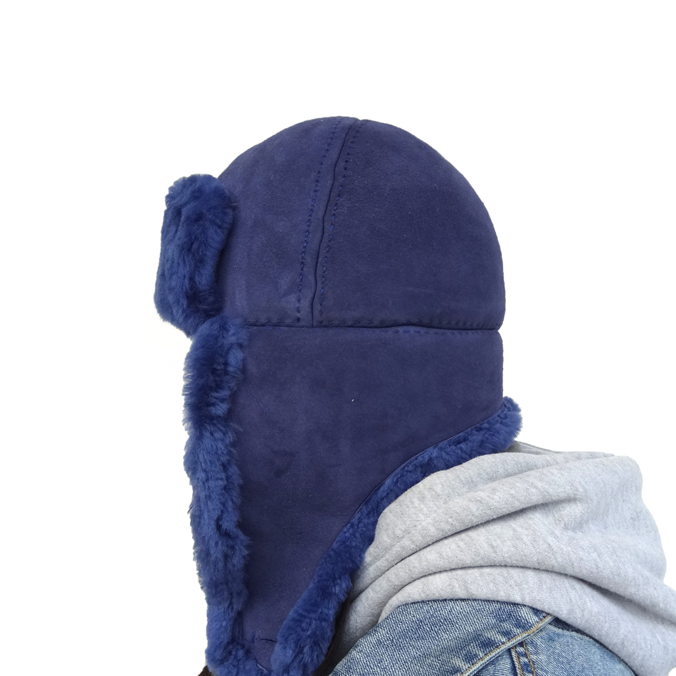 Wool Sheepskin Leather Hats , Female Adults Women'S Trapper Hat OEM