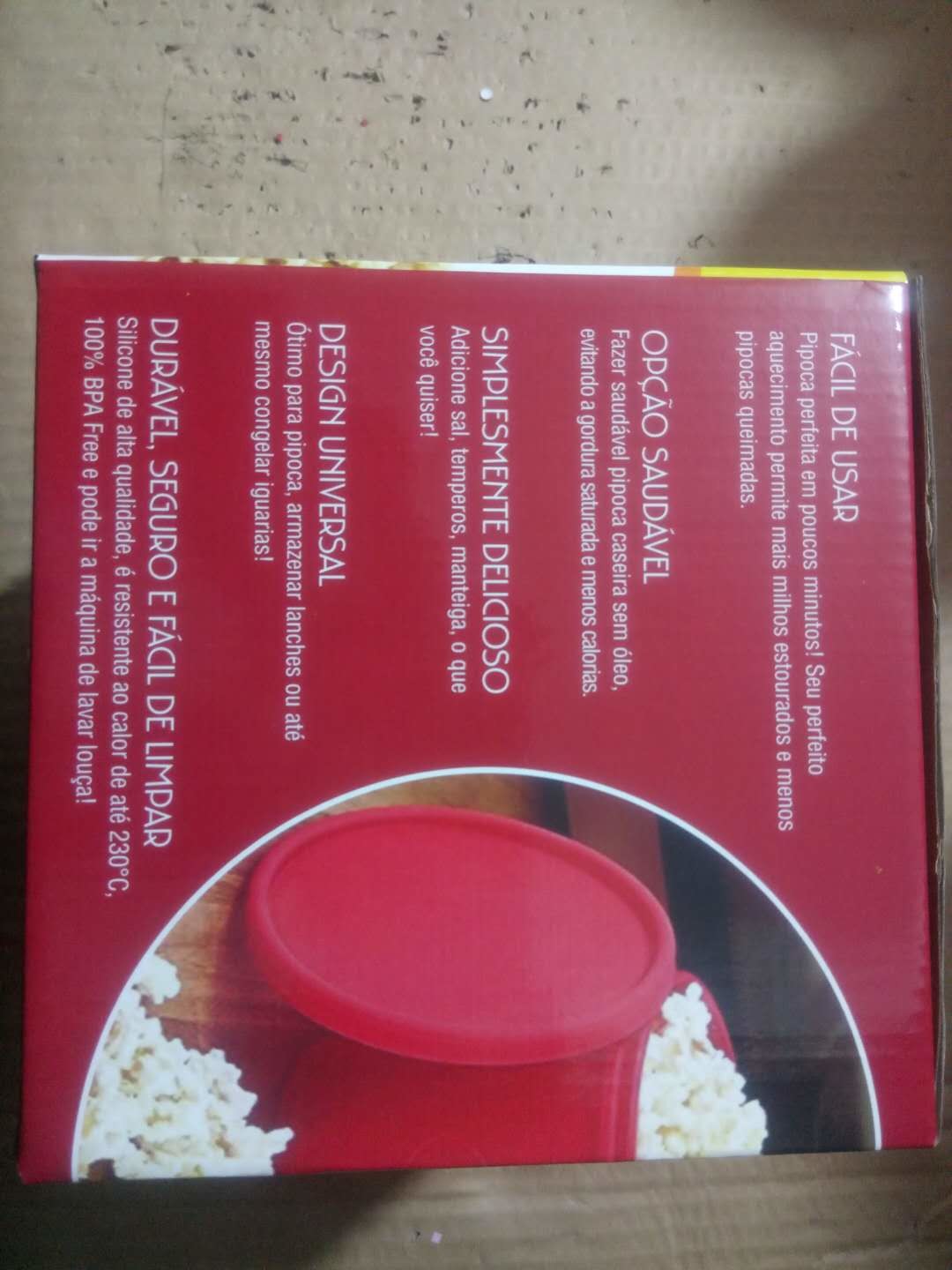 FDA Glass Microwave Popcorn Maker , Red Micro Popcorn Popper 16 * 16 * 16
