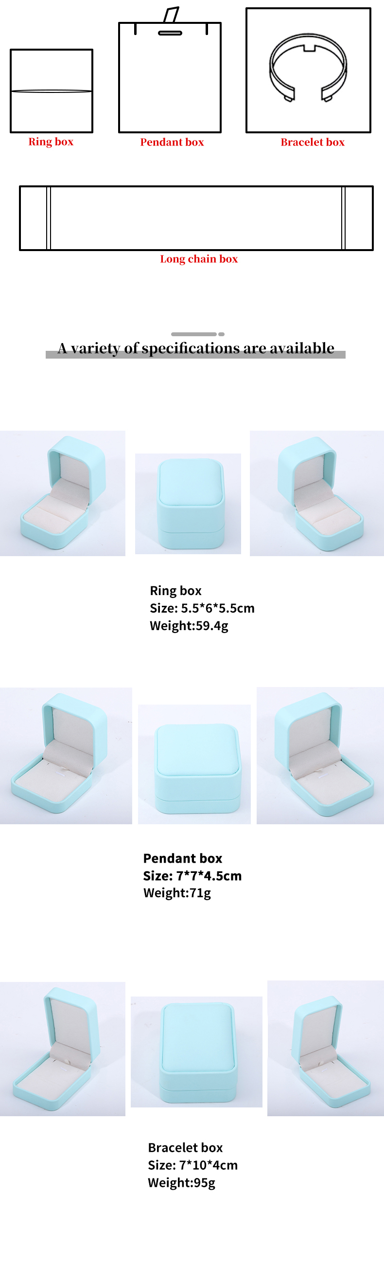 Cyan Plain Soft Touch Faux Leather Jewelry Packaging Box Case Luxury Organizer