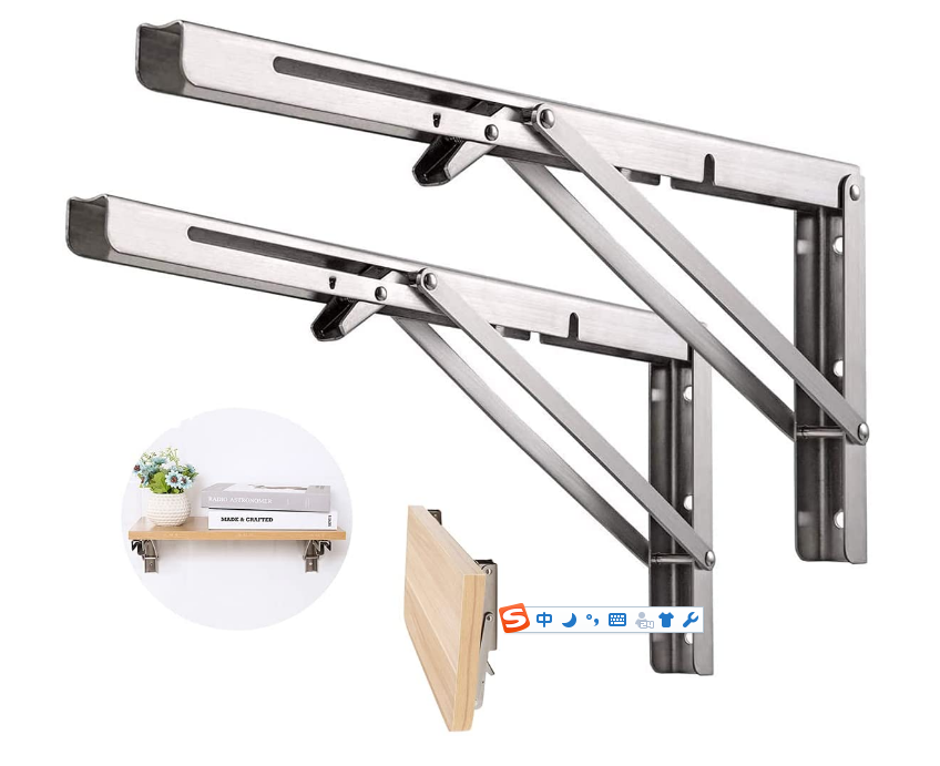Stamping Punching Bending Process Wall Mount Collapsible Shelf Hinge for 2pcs White