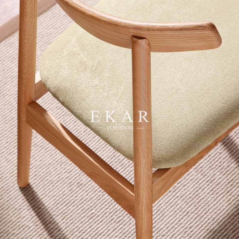Modern Nordic Designs Furniture No Arm Oak Wooden With Seating Cushion Fabric Dining Chair