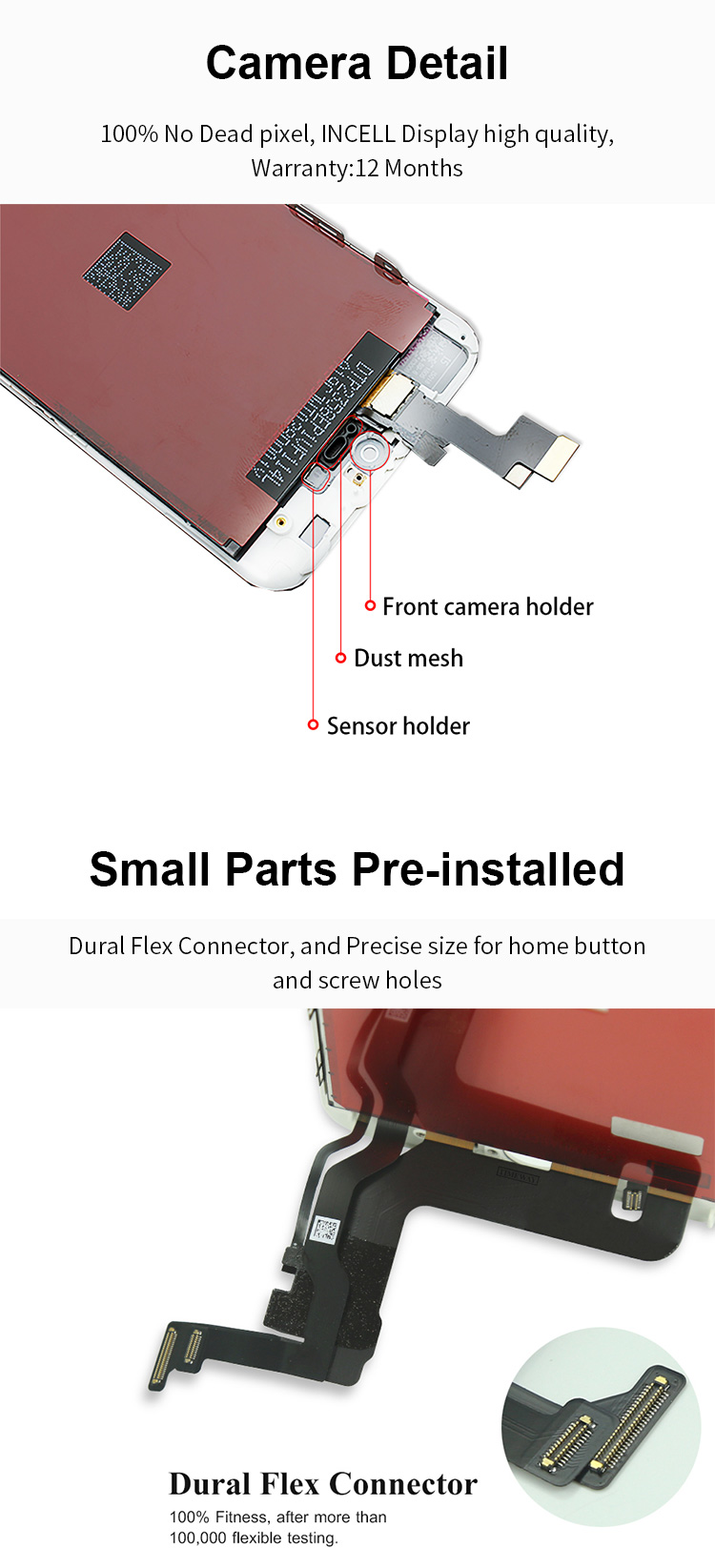 TKZ Incell Cell Phone LCD Screen Repair Replace For IPhone X 6 6S 7 8