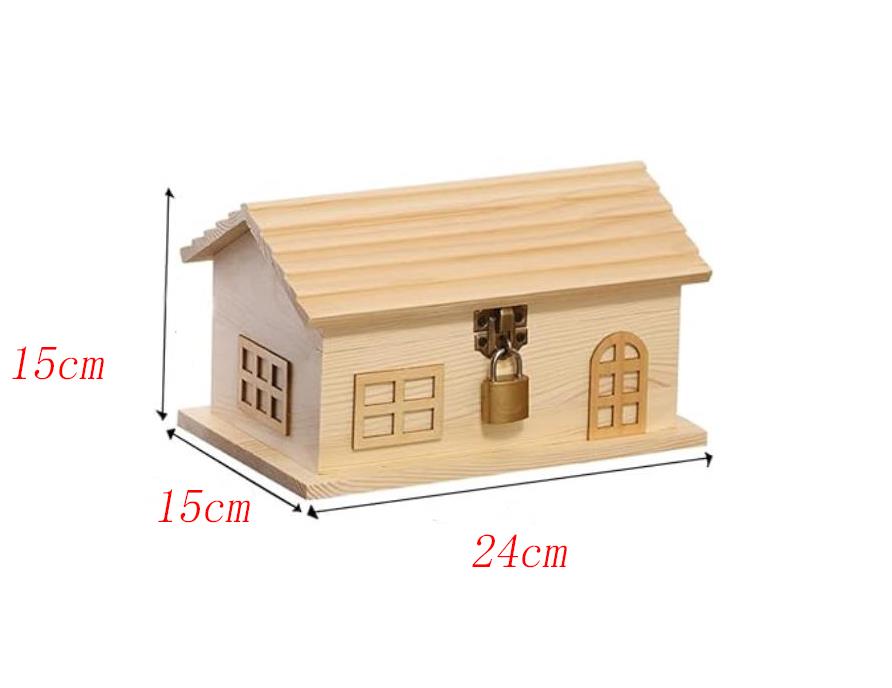 Wooden House Shaped Piggy Bank. Cute Home Decor andSaving Container. Premium Wooden Design Ideal for Kids and Adults