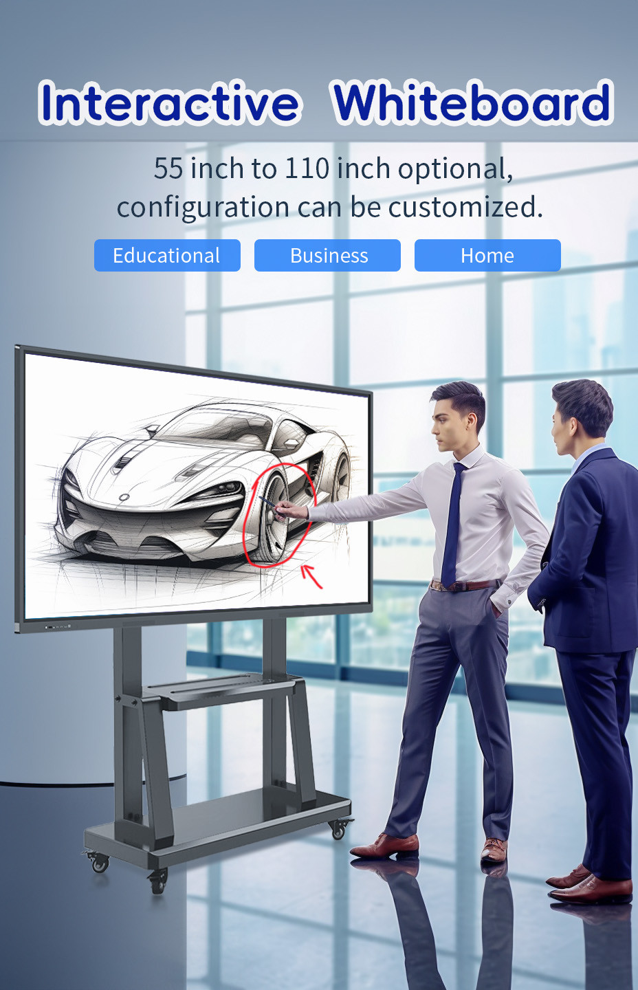 4K LCD Multi Touch Smart Interactive Whiteboard School All In One Classroom