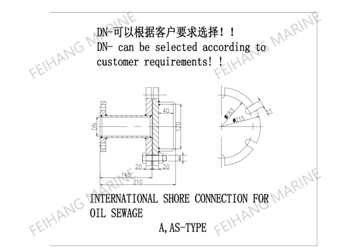 BS6065 CB/T3657 International Shore Connection Outer Diameter 210mm Diameter Of The Bolt Joint Garden 170mm