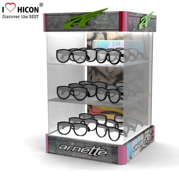 3-Layer Light Up Locking Display Cases Sunglasses Display Case For Shop Counter