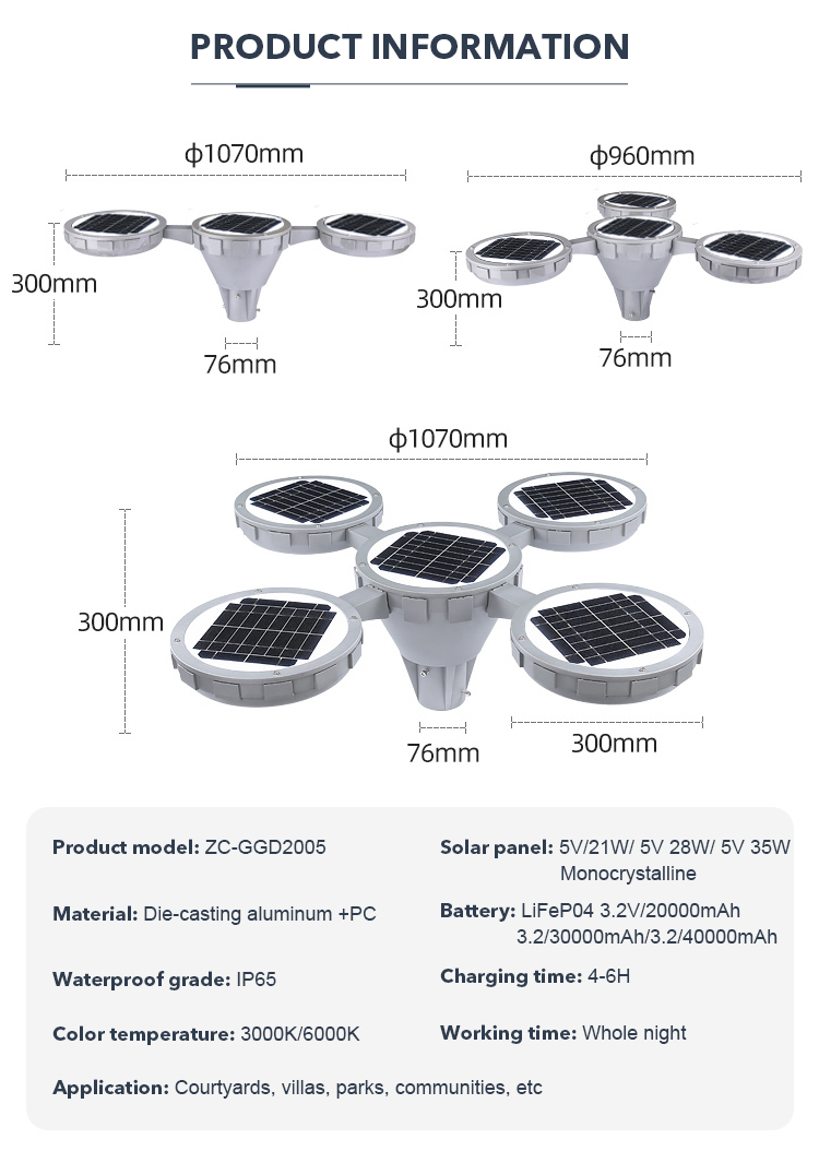 20w 30w 40w High Pole Led Solar Lights Outdoor Waterproof With Polycrystalline Solar Panel