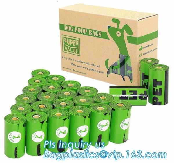 Biodegradable Green Dog Poop Bag Bulk with Free Baggie Bone Dispener, HDPE+D2W