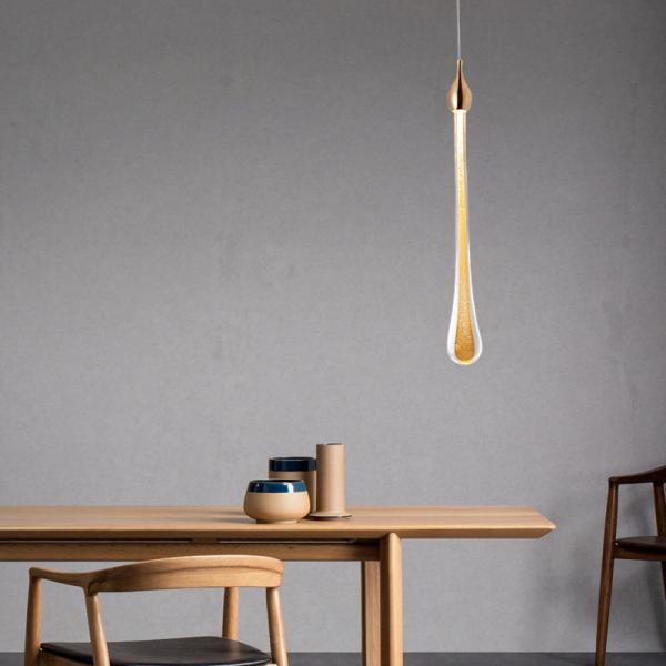 Raindrop Golden Single Head Small Chandelier Luxury Copper Glass Led Hanging