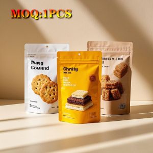 Custom Printed Stand-Up Mylar Bags For Coffee Chocolate Cookie Recyclable With