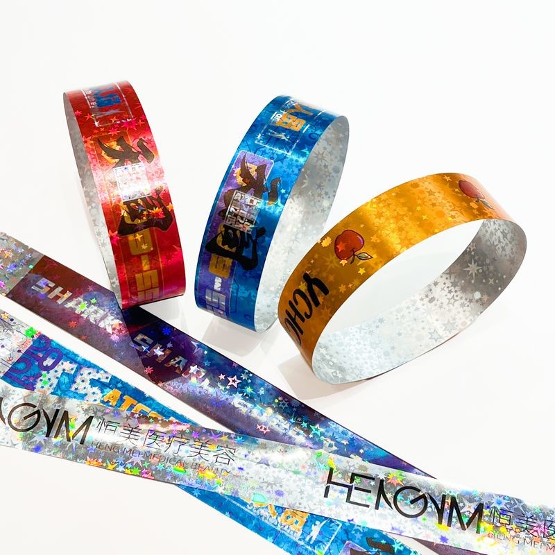 Custom Logo Waterproof Tyvek Wristbands Full Color Sequential Numbering Snap Closure
