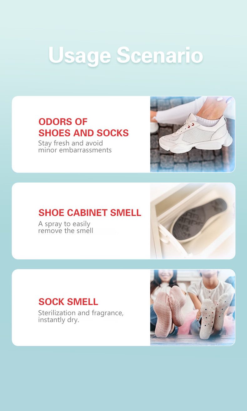 Antibacterial Foot And Shoe Deodorant Spray Smell Eliminator OEM