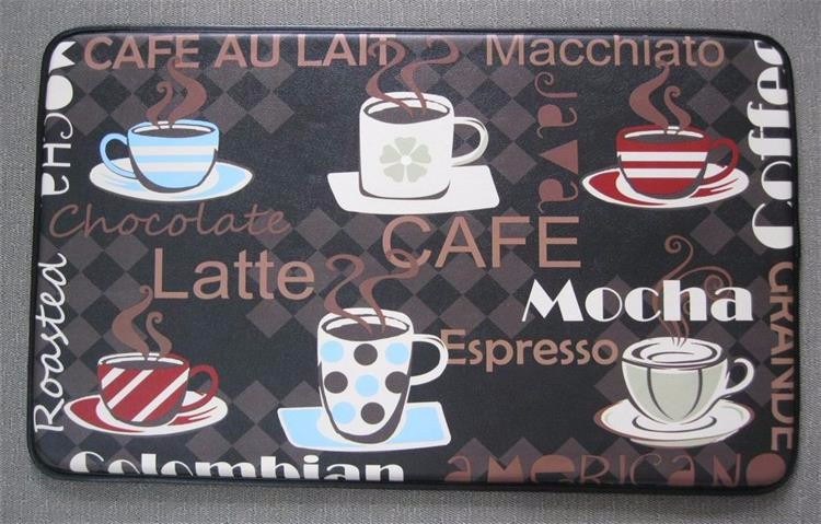 Printed hot coffee pattern anti-fatigue kitchen mat with NBR foam