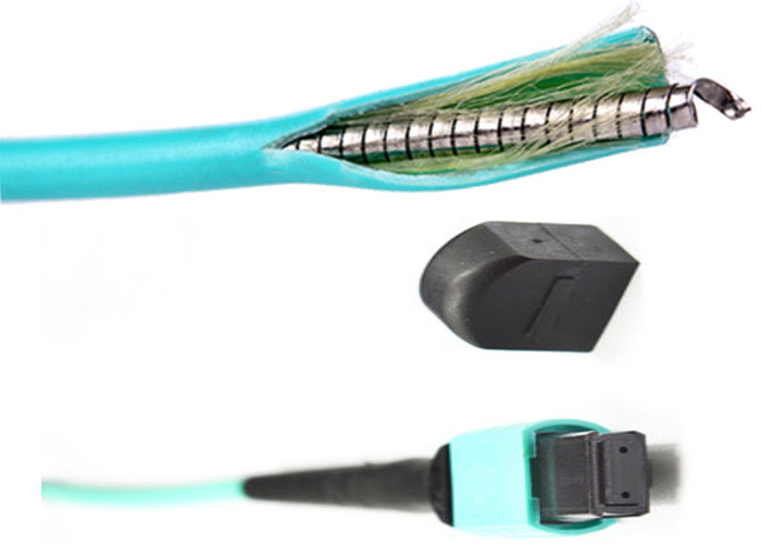 MPO MTP Breakout Fiber Optic Cable Armored Fiber Optic Patch Cable OM3 OM4