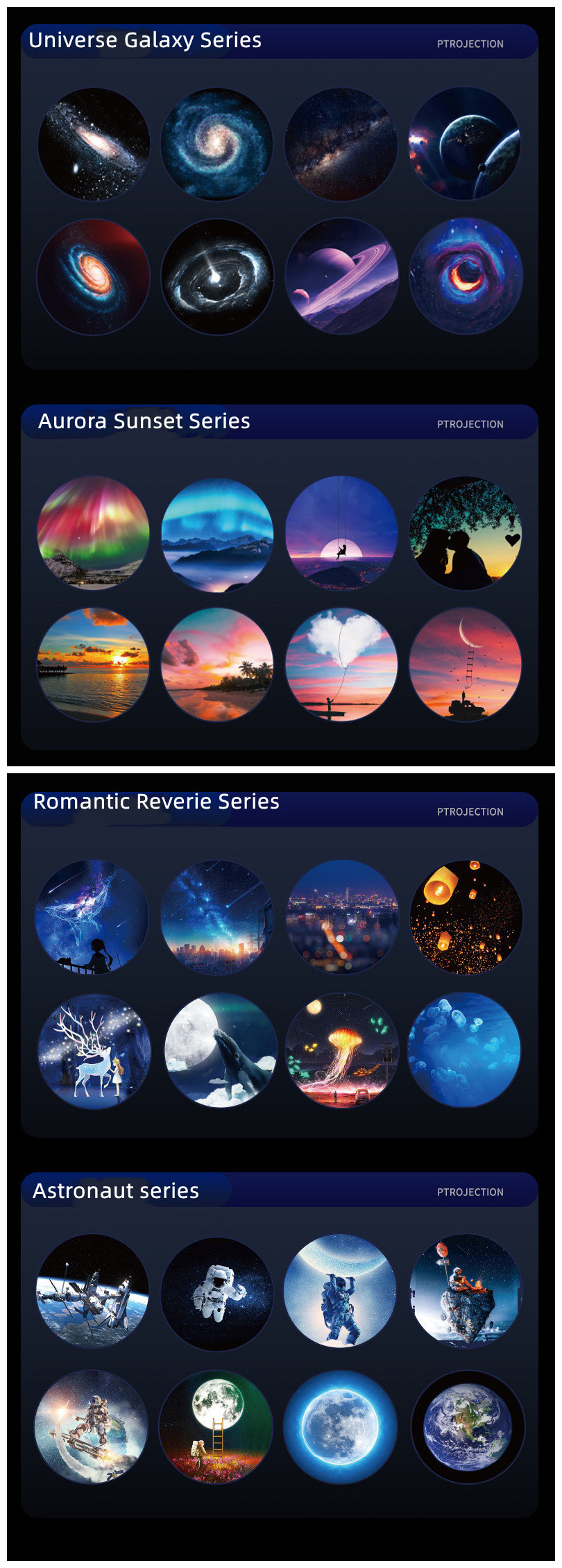 2022 Kids Favorite HD Galaxy Projection Lamp Romantic Starry Bedside Atmosphere Lamp Built-in 8 White Noise Songs