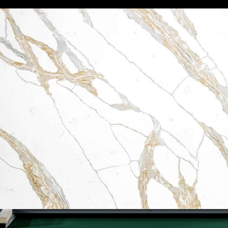 18mm 20mm 30mm Calacatta Engineered Stone Slab Customized Size Carrera White Quartz Stone