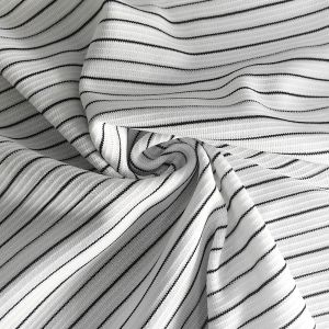 China 2*2 Rib ESD Fabric Elastic Antistatic Yarn Knit 6MM Stripe 240gsm Polyester on sale