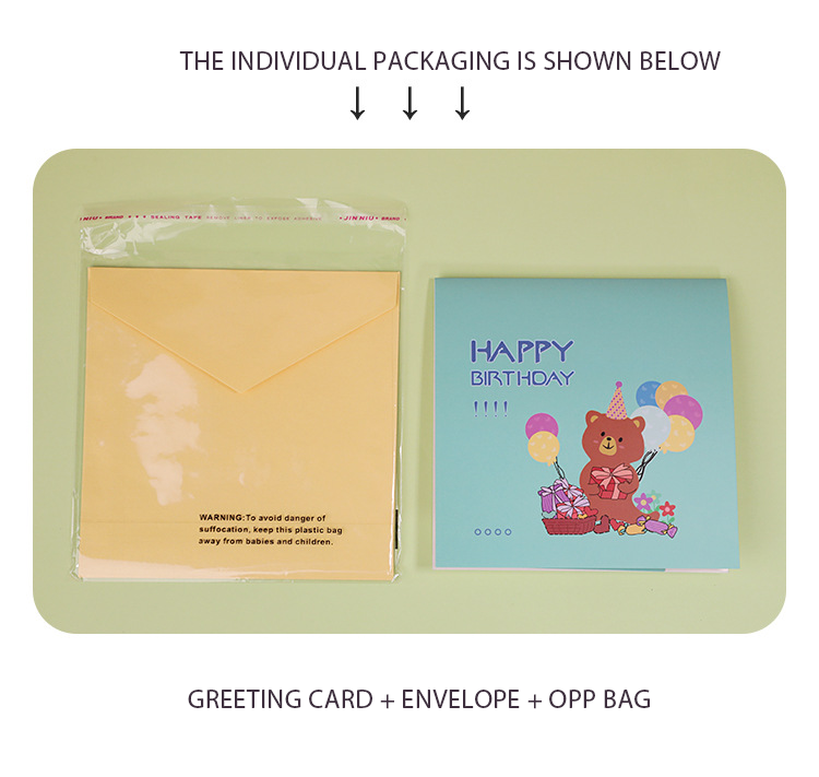Laser Cut 3d Gift Pop Greeting Cards Cartoon Bear Birthday Cake