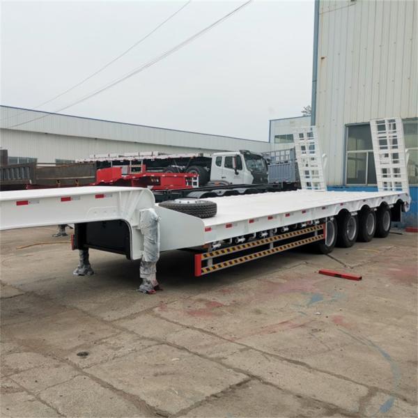 40-100ton Load 4 Axle Low Bed Semi-Trailer with 16 Tires and 12R20 Tire Model