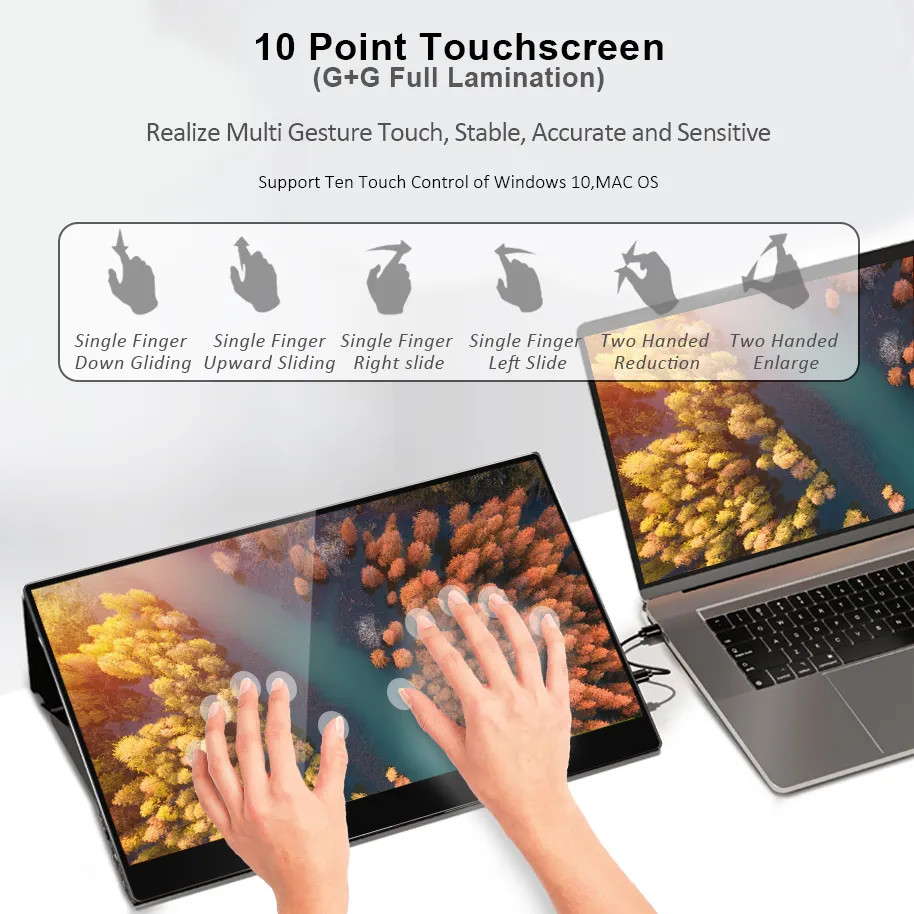 OEM / ODM 15.6' Portable Monitor With Touch Screen Customization Wholesale For Laptop