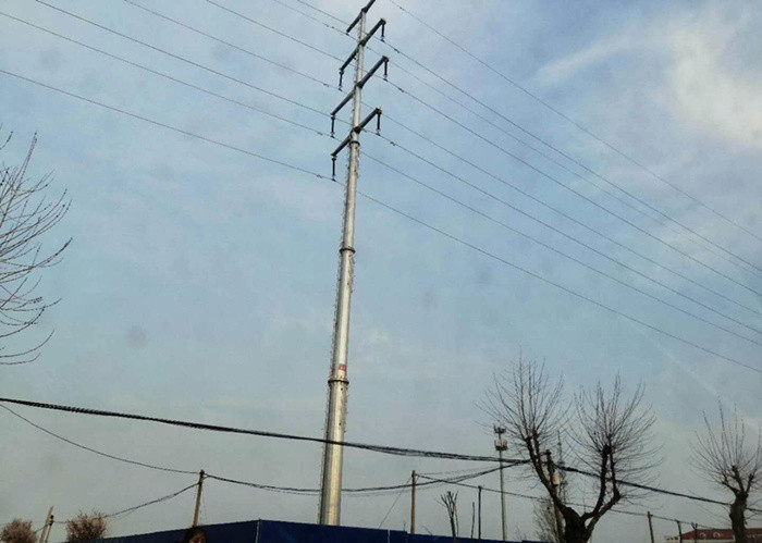 Galvanized Steel Transmission Pole , Durable High Strength Steel Tubular Pole
