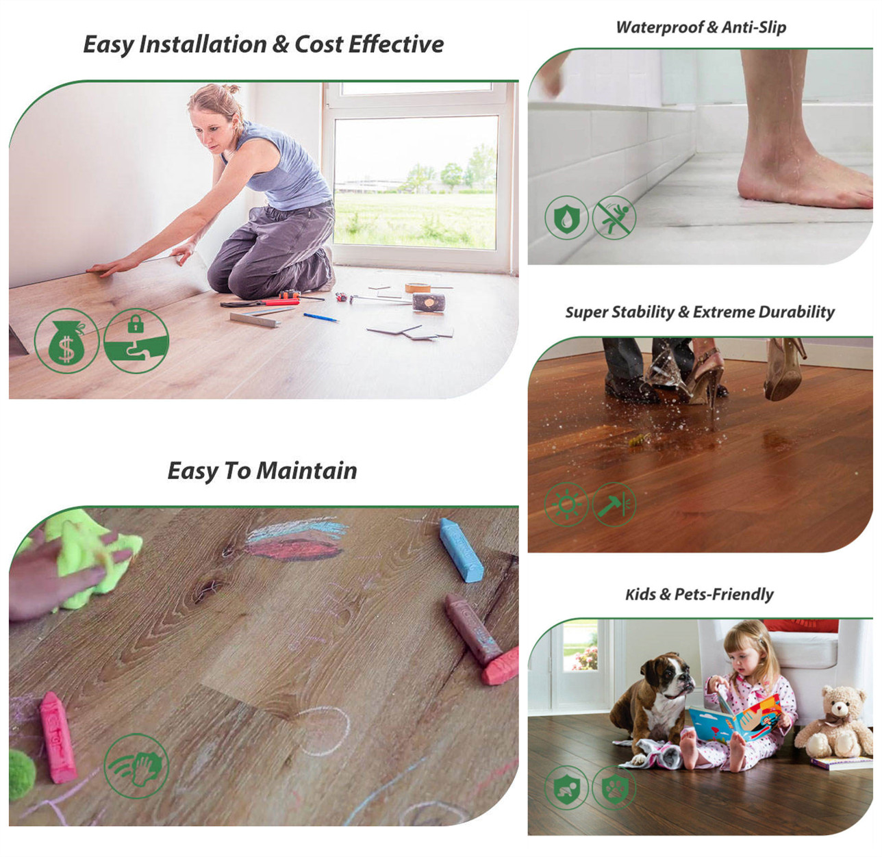 6mm Light Grey Marble Vinyl Flooring Dampproof Nature Friendly Scratch Resistant GKBM Greenpy GL-S5550-1