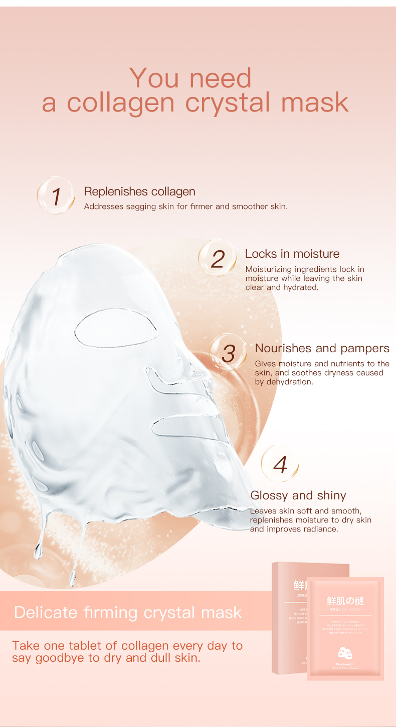 Private Label Korean Bio Deep Collagen Crystal Jelly Clear Beauty Face Masking Sheet Korea Face Facial Masks Skin Care
