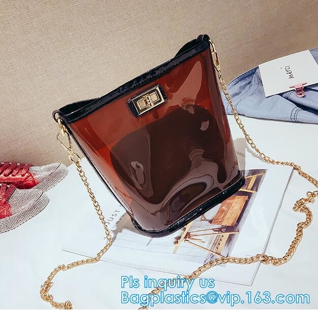 Gift bag clear shopping bag custom PVC plastic shopping bag, shiny pvc handle shopping hand bag clear tote bags ladies h