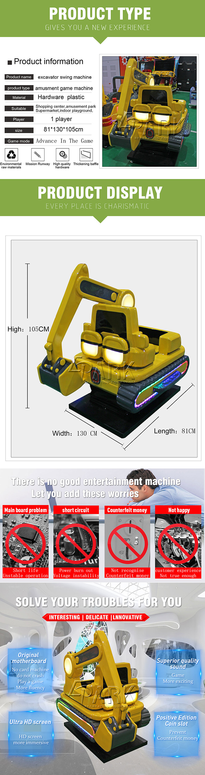 Engineering Simulator Game Machine Commercial Swing Car Coin Operated Kiddie Rides