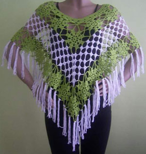 Womens Tassel Hollow Long Handmade Crochet Ponchos Wool Grandrelle Yarn Poncho Female